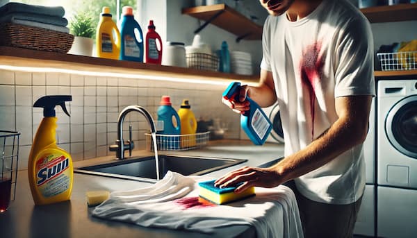 Man Removing Wine Stain